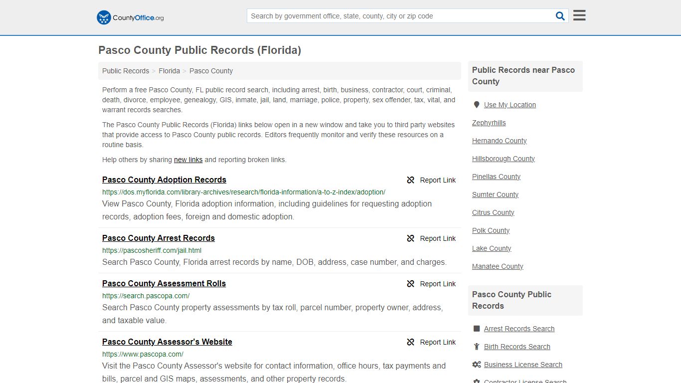 Public Records - Pasco County, FL (Business, Criminal, GIS, Property ...